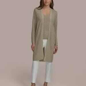 Donna Karan Text Stitch Duster Sweater   NWT